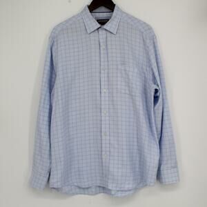 Johnston and Murphy Button Up Shirt L Cotton Long Sleeve Check Print